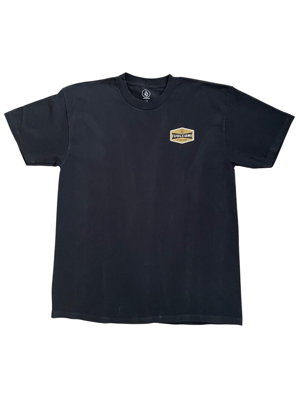 Men’s Volcom SS Black T-Shirt LARGE Shield-Shaped Logo CLEAN